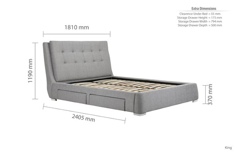 Mayfair 4 Drawers Bed Grey